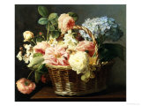 Nature morte de fleurs dans un panier reproduction procédé giclée par Antoine Berjon