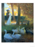 Lovers and Swans reproduction procédé giclée par Gaston Latouche