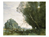 Punting Giclee Print by Jean-Baptiste-Camille Corot