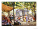 Parisian Flower Market Giclee Print by Eugene Auguste Deully