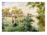 Picking Posies by the River Giclee Print by Alfred Augustus Glendenning