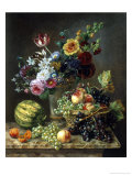 Rich Still Life of Fruit and Flowers Giclee Print by Marie-josephine Hellemans