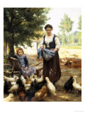 Feeding the Chickens Giclee Print by Julien Dupre