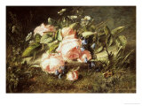 Pink Roses and Daisies Giclee Print by Adriana-johanna Haanen