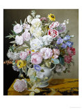 Still Life of Flowers on a Marble Ledge Giclee Print by Cyane Boisbaudran