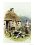 Feeding Time at a Highland Cottage Giclee Print by Myles Birket Foster