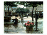 Flower Seller near the Louvre, Paris Giclee Print by Victor Gilbert