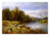 Gathering Rushes on the Thames near Wargrave Giclee Print by Alfred Augustus Glendenning