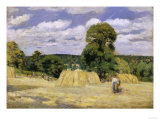 Grain Harvest in Montfoucault, c.1876 Giclee Print by Camille Pissarro