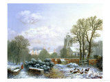 The Village Church in the Snow Giclee Print by Charles Leaver The Village Church in the Snow Giclee Print by Charles Leaver