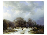 Cart on a Snowy Track Giclee Print by Barend Cornelis Koekkoek