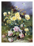 Pink and Yellow Roses Giclee Print by Alexandre Debrus