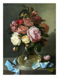 Romantic Still Life of Roses in a Vase Giclee Print by M. Haughton