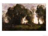 Dance of the Nymphs, c.1860 reproduction procédé giclée par Jean-Baptiste-Camille Corot