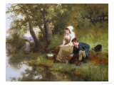 Watching the Nibble Giclee-trykk av William III Bromley