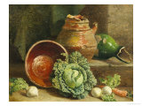Still Life of Cabbages, Carrot and Turnips Giclee Print by William Hughes