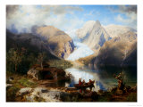 View of Gosau Lake near Salzburg reproduction procédé giclée par August Wilhelm Leu