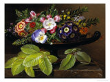 Apple Blossoms, Primula, Heather and Yellow Acacia in Greek Vase Giclee Print by Johan Laurentz Jensen