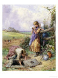 Reading by the Well Giclée-Druck von Myles Birket Foster