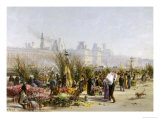Flower Sellers on the Banks of the Seine Lámina giclée por Gustave Fraipont