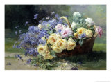 Basket of Flowers Giclee Print by Albert Tibulle de Furcy Lavault