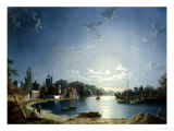 Full Moon on the River at Brentford Giclee Print by Henry Pether