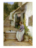 Playing with the Kitten Reproduction procédé giclée par Ernest Walbourn