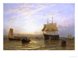 H.M.S. Wellington in Portsmouth Harbor Giclee Print by George Stainton