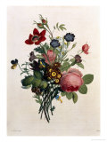 Bouquet of Rose and Lily of the Valley Giclee Print by Jean Louis Prevost
