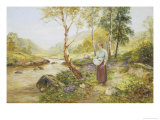 Gathering Wild Flowers Giclee Print by Ernest Walbourn