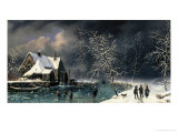 Winter Skating Scene Giclee Print by Louis Claude Mallebranche