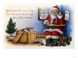 Father Christmas Speaking on the Phone Giclee Print