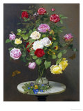 Still Life with Roses in a Glass Vase Reproduction procédé giclée par Otto Didrik Ottesen