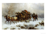Sleigh Ride in Blustery Weather Giclee Print by Reinhard Zimmerman