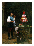 Admiring the Flower Arrangement Giclée-Druck von Jean Georges Vibert