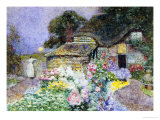 Cottage Garden at Sunset Giclee Print by David Woodlock