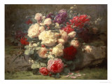 Bouquet of Pink Roses and Scented Stocks Giclee Print by Jean Baptise Robie