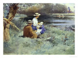 Sketching by the River Giclee Print by William Blacklock