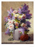 Still Life of Roses and Lilacs reproduction procédé giclée par Georges Jeannin