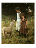 Feeding the Sheep Giclee Print by George S. Knowles