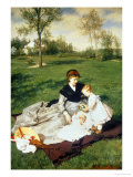 Mother and Two Children in a Field Giclee Print by Merse Pal Szinyei
