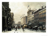 New York, Winter Scene in Broadway, c.1857 Giclee Print by Hippolyte Victor Valentin Sebron