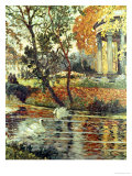 Walk by the River on an Autumn Day Giclee Print by Eugene Chigot