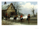 Skaters on a Pond Giclee Print by Thomas Smythe