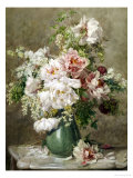 Still Life of Peonies and Roses Giclee Print by Francois Rivoire