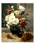 Still Life of Peonies and Wallflowers Giclée-Druck von Eugene Henri Cauchois