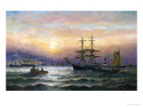 Shipping in the Mouth of the Medway, Evening Giclee Print by Charles Thorneley
