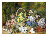 Spring Flowers and a Bird's Nest on a Mossy Bank Giclee Print by George Clare