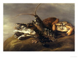 Still Life with Lobster, Crabs, Mussels and Fish Giclée-tryk af Elias Vonck