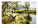 Feeding the Calves Giclee Print by Ernest Walbourn